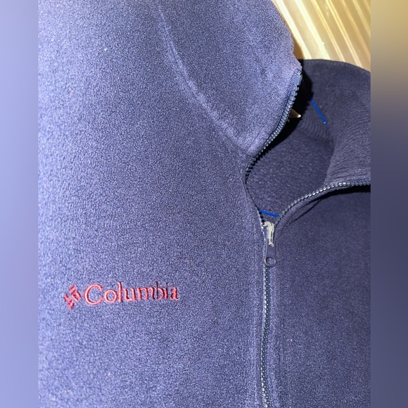 Columbia Lightweight Navy Blue Fleece Lined Jacket with Stand-Up Ribbed Collar - Picture 4 of 8